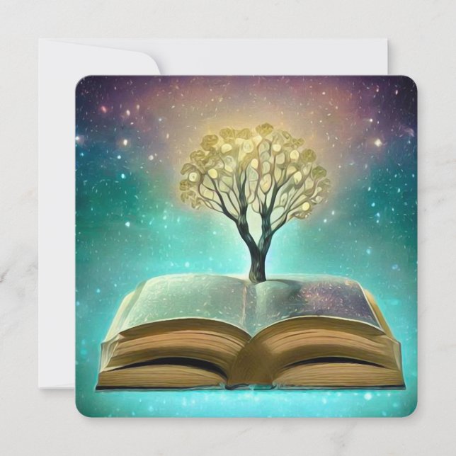 Galaxy Tree Open Book Holiday Card (Front)
