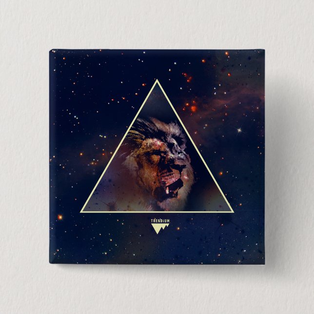 Galaxy Triangle Lion Head - Trendium Authentic 2 Inch Square Button (Front)