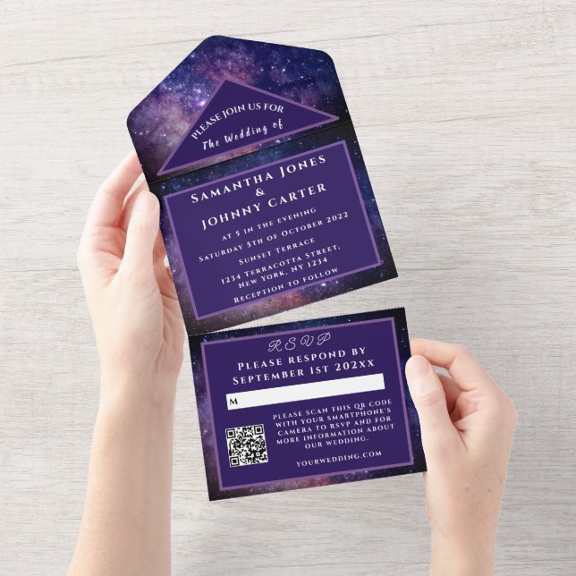 Galaxy Universe Nebula Starry Night Sky Space All In One Invitation (Tearaway)