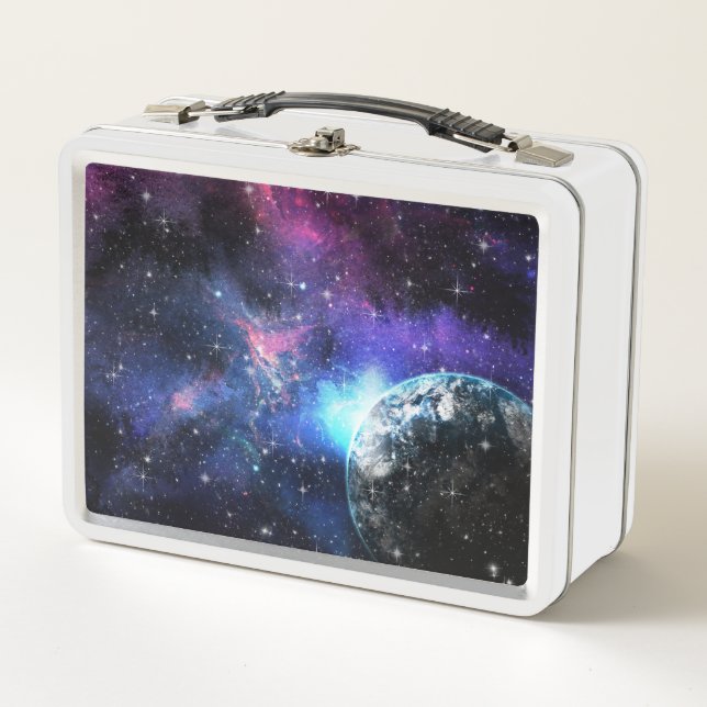 Galaxy, Universe, Stars, Outer Space Gift Pattern Metal Lunch Box (Front)