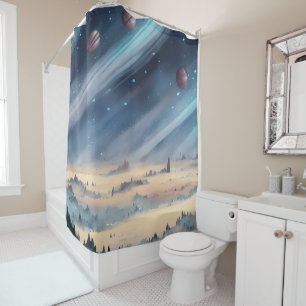 Galaxy, Universe, Stars, Outer Space    Shower Cur