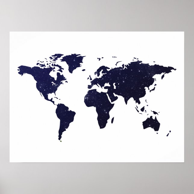 Galaxy Universe Stars World Map Poster (Front)