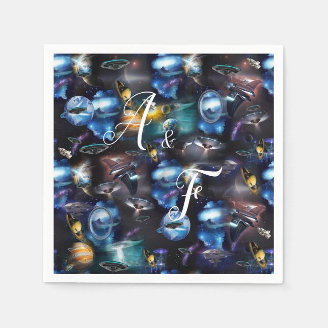 Galaxy visitors in space napkin (Front)