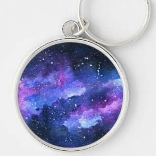 Galaxy Watercolor Purple Gift for Teen Keychain