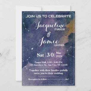 Galaxy Watercolor wedding invitation card