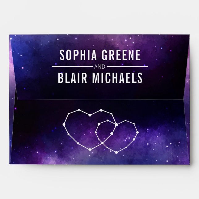 Galaxy Wedding Invitation | Hearts Constellation Envelopes (Back (Top Flap))