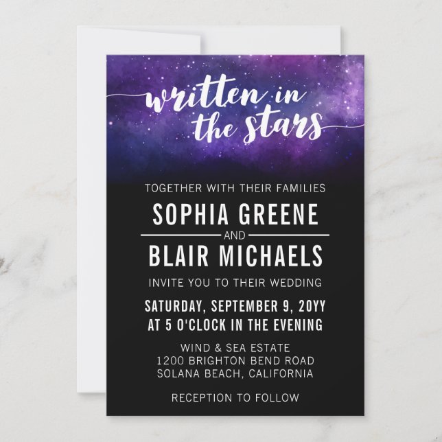 Galaxy Wedding Invitation | Written In The Stars (Front)