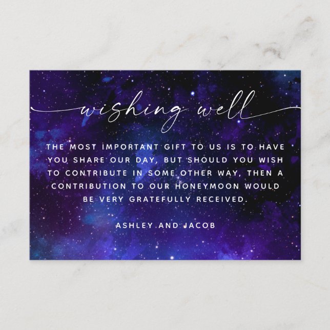 Galaxy Wedding Wishing Well | Space Honeymoon Fund Enclosure Card (Front)