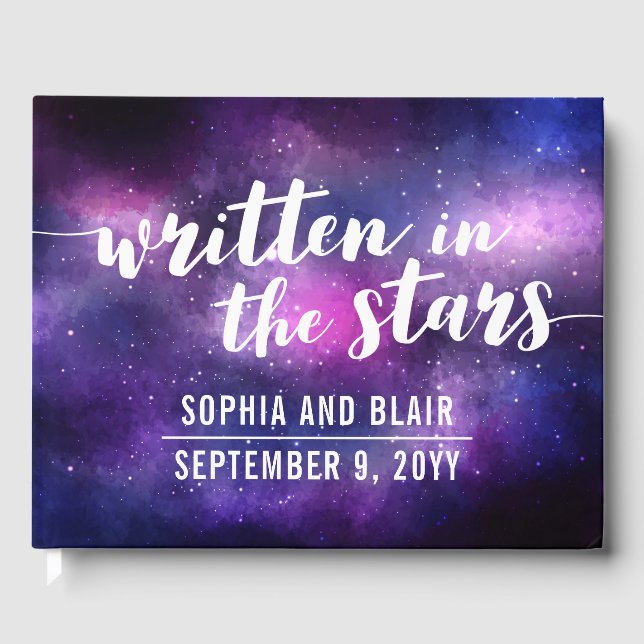Galaxy Wedding | Written In The Stars Personalized Guest Book (Front)