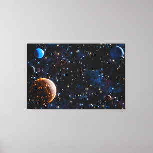 Galaxy with stars and planets canvas print