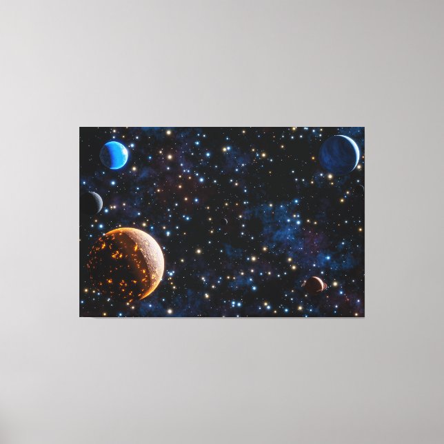 Galaxy with stars and planets canvas print (Front)