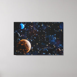 Galaxy with stars and planets canvas print