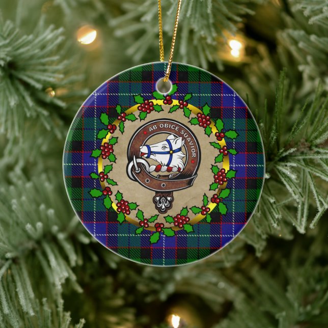 Galbraith Clan Badge & Tartan Personalized Xmas  Ceramic Ornament (Tree)