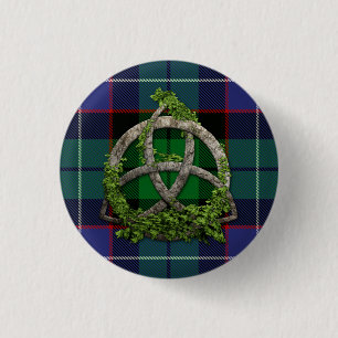 Galbraith Tartan And Celtic Trinity Knot 1 Inch Round Button