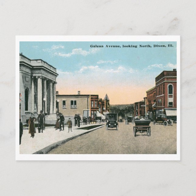 Galena Ave., Dixon, IL Vintage Postcard (Front)