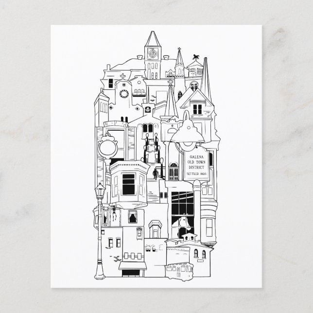 galena illinois collage colouring page (Front)