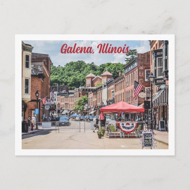 Galena, Illinois downtown street scene photo Postcard (Front)