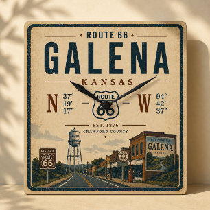 Galena Kansas Americana Highway Keepsake Square Wall Clock
