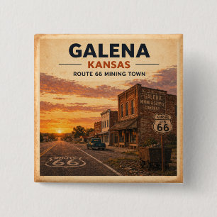 Galena Kansas Route 66 Mining Town Pride 2 Inch Square Button