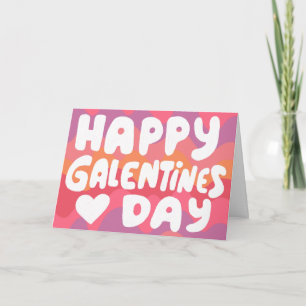 Galentine Bubble Letters Pink Curvy Retro Stripes  Card