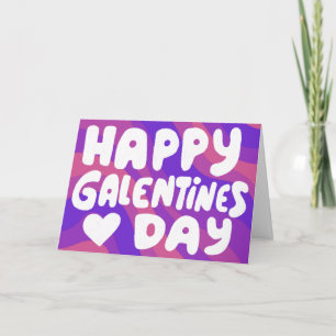 Galentine Bubble Letters Purple Groovy Retro Card