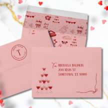 Galentine Champagne Tower Pink Coquette Bow