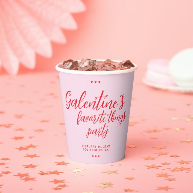 Galentine Favourite Things Valentine's Day Party Paper Cups (Insitu)