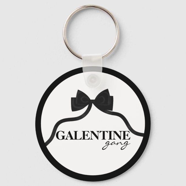 Galentine gang Friend Valentine Black Bow Keychain (Front)