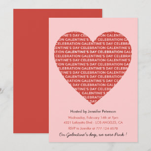 Galentine invitation pink and red Valentines