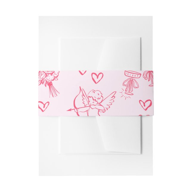 Galentine’s Day Valentine Girly Invitation Belly Band (Front Example)