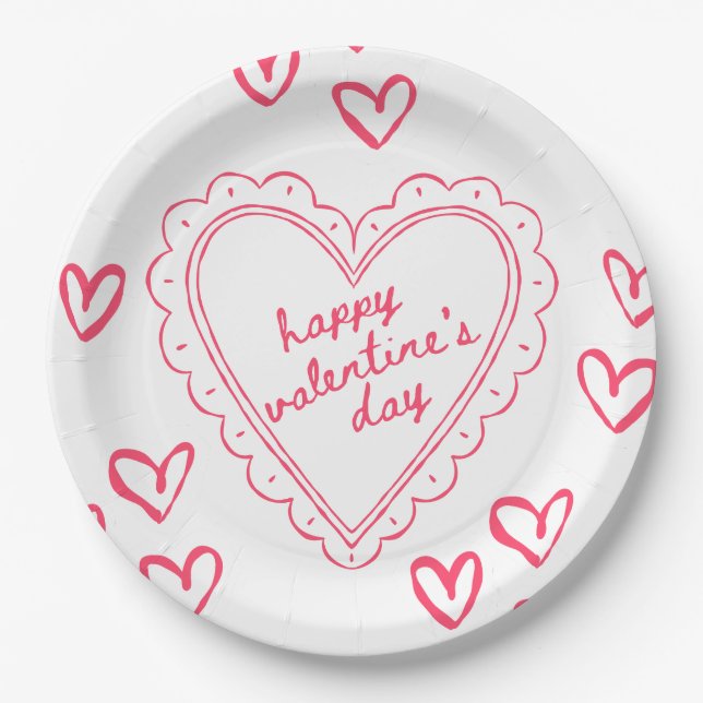 Galentine’s Day Valentine Girly Invitation Paper Plate (Front)
