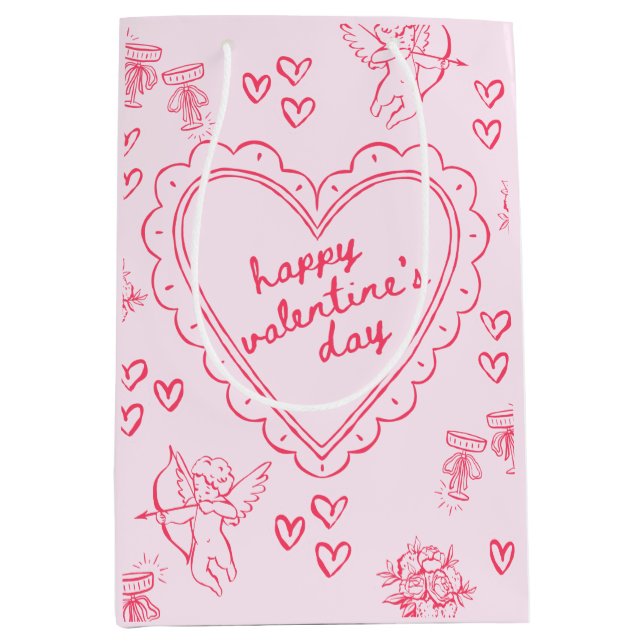 Galentine’s Day Valentine Girly Pink Medium Gift Bag