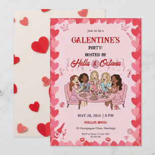 Galentine’s Party Invitation Printable, Pink & Red