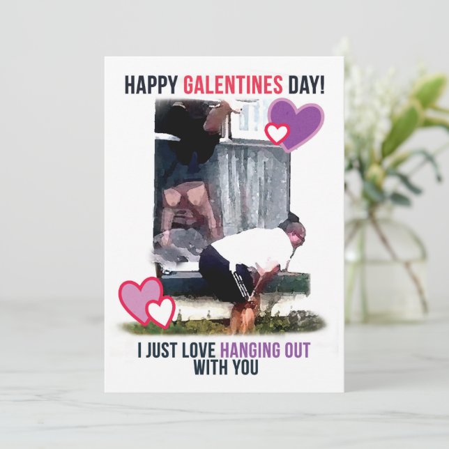 Galentines Carte vidéo virale femmes fenêtre tombe (Debout devant)