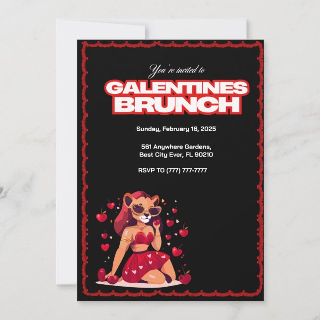 Galentines Customizable Brunch Invitation (Front)