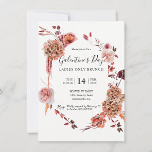 Galentine's Day Boho floral modern pink Invitation