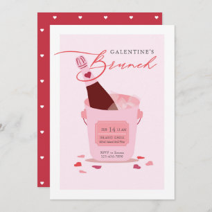 Galentine's Day Bruch Champagne Drink Heart Invitation