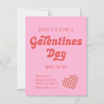 Galentines Day Brunch Invites Retro Heart