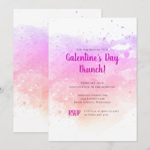 Galentines Day Brunch Watercolor Valentine's Day Invitation
