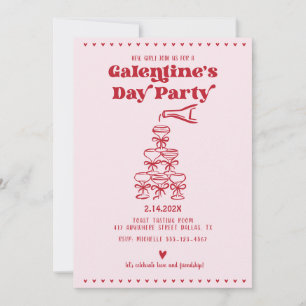 Galentine's Day Champagne Tower Invitation