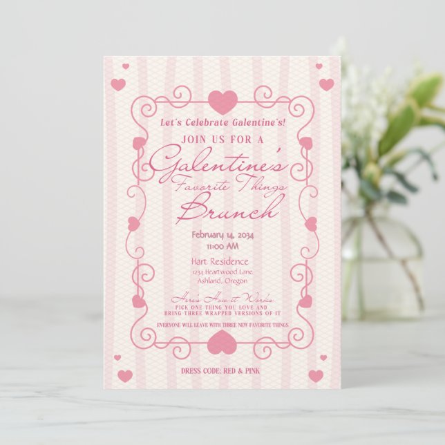 Galentines Day Favourite Things Brunch Invitation (Standing Front)
