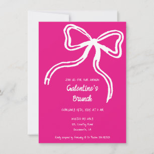 Galentine's Day hand drawn bow pink Invitation