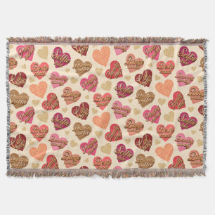 Galentine's Day, Hearts and Words, Valentine Throw Blanket