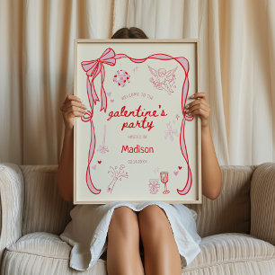 Galentine's Day Party Downloadable Welcome  Poster