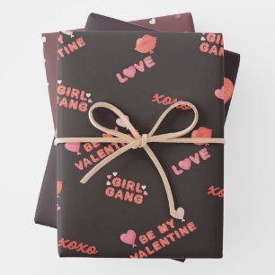 Galentines Day Pattern Wrapping Paper Sheet