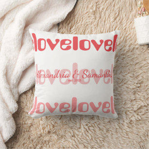 Galentine's Day Personalized Retro Typography Throw Pillow