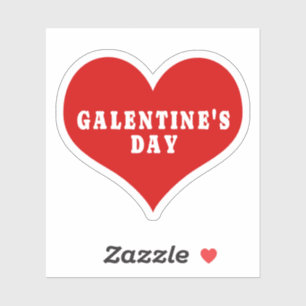 GALENTINE'S DAY Red Love Heart Vinyl Sticker