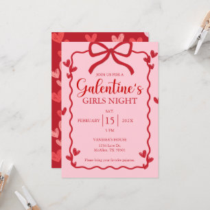 Galentine's day Red Ribbon Bow Girly modern Invite