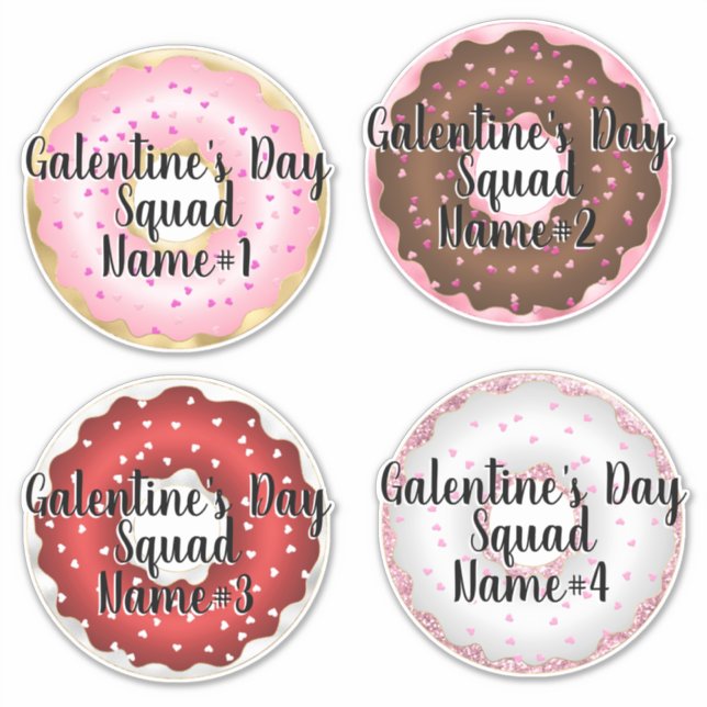 Galentine's Day Squad Add Names Monogram Stickers (Front)