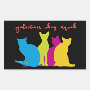 Galentines Day Squad of Colourful Lady Cats Sticker